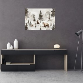 Obraz - Les s medveďmi (70x50 cm)