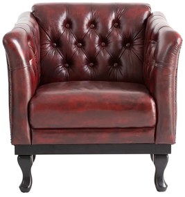 furniture-nabytek.cz - Masívne kreslo Chesterfield Dover z pravej kože, červené