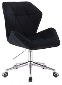 LuxuryForm DESIGN Stolička MILANO MAX VELUR na striebornej podstave s kolieskami - čierna