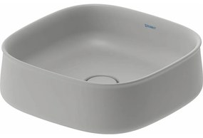 DURAVIT Zencha oválna umývadlová misa bez otvoru, bez prepadu, 420 x 420 mm, saténovo šedá matná, s povrchom WonderGliss, 23734267791