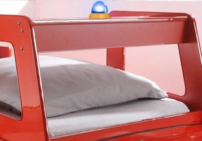 Detská posteľ Spark 90x200 cm, červené hasičské auto s osvetlením