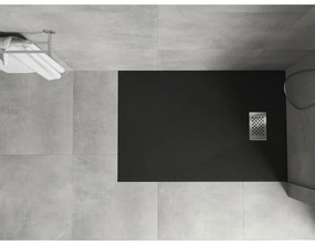 Mexen Hugo, obdĺžniková sprchová vanička SMC 100 x 70 cm, čierna, oceľová krytka, 42707010-X