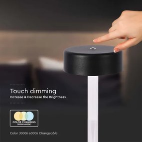 LED Stmievateľná nabíjacia stolná lampa LED/3W/5V 3000-6000K čierna