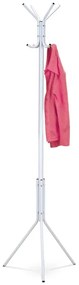 Věšák stojanový, výška 174 cm, kovová konstrukce, bílý matný lak, nosnost 6 kg