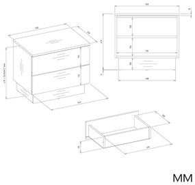 Noční stolek Amber 55 cm kašmírový