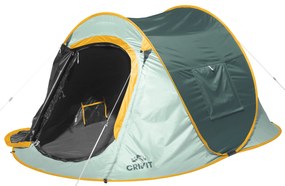 Samorozkladací kempingový stan pre 2 osoby (zelená/žltá)  (100389319)