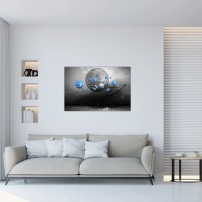 Obraz modrých abstraktných gulí (90x60 cm)