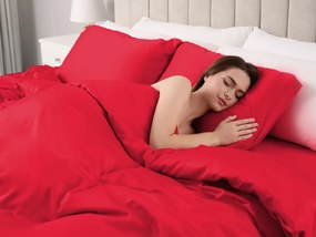 Biante Saténové posteľné obliečky ST-010 Sýto červené Dvojlôžko francúzske 200x200 a 2ks 70x90 cm