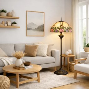 Luxusná vitrážová lampa Tiffany stojaca ROMANTIC 50*165