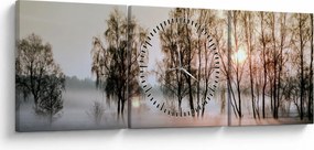 Obraz - Ranná sychravosť (s hodinami) (90x30 cm)