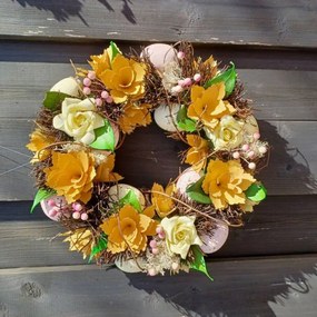 DECOLED Veľkonočný veniec, 30 x 8 cm, žlté kvety