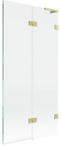 Mexen Lunar L, 2-krídlová vaňová zástena pravá 90 x 150 cm, číre sklo, zlatá matná, 897L-090-100-55-00-P