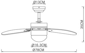 Globo 03801 - Stropný ventilátor RIVALDO 1xE14/60W/230V