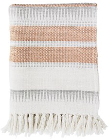 MADAM STOLTZ Prehoz z recyklovanej bavlny Off White/Orange/Grey 125 × 150 cm