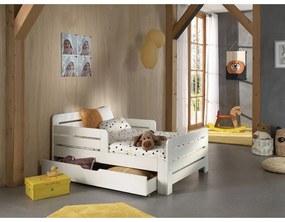 Biela rastúca detská posteľ z borovicového dreva s úložným priestorom s matracom/s roštom Jumper – Vipack