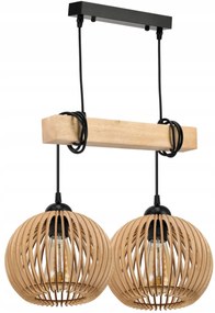 BERGE Závesné stropné svietidlo LED drevený trám 2xE27 Dense Ball Luster Luca