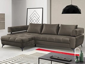 Rohová sedacia súprava Paris, blatistá hnedá látka, ľavý roh