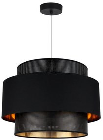 Závesné svietidlo Asti, 1x PVC/čierne textilné tienidlo, (fi 45cm), g/c