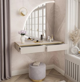 Toaletný stolík ZOLA s zrkadlom a led osvetlením, závesný, kašmír