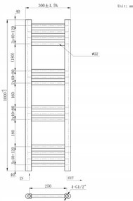 Erga Basic, vykurovacie teleso 1000x300 mm, 271 W, čierna, ERG-LAV-BASIC-10030-BK