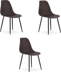 Set troch jedálenských stoličiek WAT tmavohnedý - čierne nohy (3 ks)