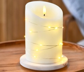 LED sviečka z pravého vosku s reťazou s mikrosvetielkami