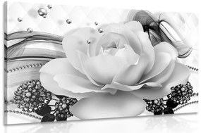 Obraz luxusná ruža s abstrakciou v čiernobielom prevedení Varianta: 90x60