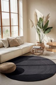 Koberec Hanse Home Jute Braided Rangpur čierny kruh