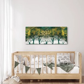 Obraz - Jelene v zelenom lese (120x50 cm)