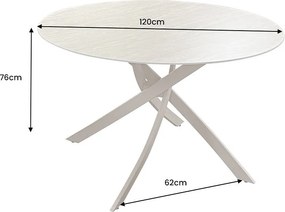 Okrúhly jedálenský keramický stôl Halia 120 cm travertín / šampanský
