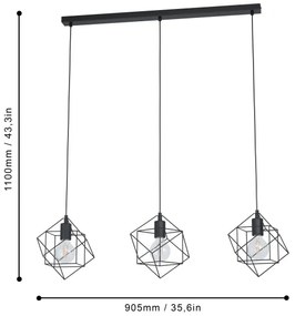 Eglo 43361 - Luster na lanku STRAITON 3xE27/60W/230V