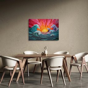 Sklenený obraz - Mozaika vĺn (70x50 cm)