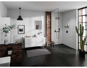 HANSGROHE Rainfinity Porter 500 nástenná prípojka hadice s držakom a polička, ľavý variant, matná čierna/grafitové sklo, 26843670