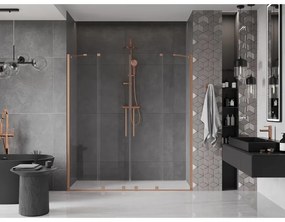 Mexen Velar Duo, posuvné dvere do otvoru 180x200 cm, 8mm číre sklo, medená matná, 871-180-000-02-65