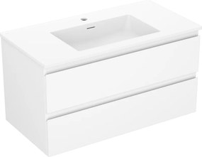 Mexen Orio, kúpeľňová skrinka 90 cm s umývadlom Otis, 2 zásuvky, biela matná, 91A10-09047-2-BFF01-W18M01