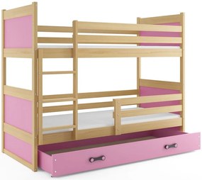 Detská poschodová posteľ RICO | borovica 80 x 190 cm Farba: Ružová