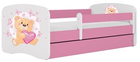 Letoss Detská posteľ BABY DREAMS 180/80- Macko Ružová S matracom S uložným priestorom