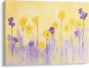 Obraz - Fialové a žlté kvietky (70x50 cm)