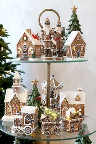 Perníková chalúpka Gingerbread Noël LED - 9,5 * 5 * 12,5 cm / 2xLR44
