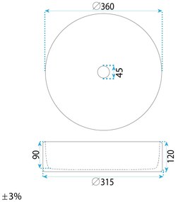 Rea Stefania Fiori, umývadlo na dosku 360x360x120 mm, biela so vzorom, REA-U9853