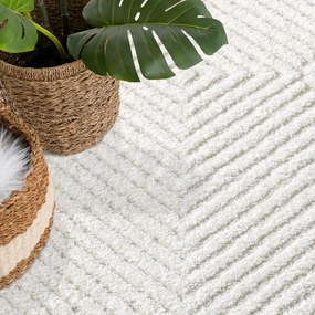 Dekorstudio Moderný okrúhly koberec LOUNGE 0632 - krémový Priemer koberca: 120cm