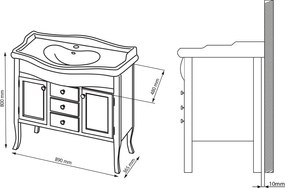Sapho Sapho, RETRO umývadlová skrinka 89x80x48cm, buk, 1620