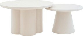 Súprava konferenčných stolíkov Clav 60 cm a Cylindus 80 cm - béžový