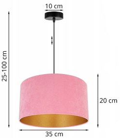 Závesné svietidlo MEDIOLAN, 1x ružové/zlaté textilné tienidlo, (výber z 2 farieb konštrukcie), (fi 35cm)