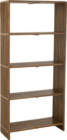 Knižnica J-line Cubic 4 police z prírodného teaku – 88*35*190 cm