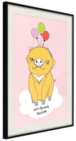 Artgeist Plagát - Soaring Pig [Poster] Veľkosť: 40x60, Verzia: Zlatý rám