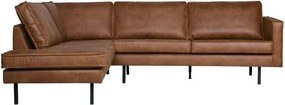 Hnedá rohová pohovka z imitácie kože (ľavý roh/do L) Rodeo – WOOOD
