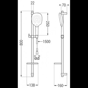 Mexen sprchový set DQ22, chróm, 785224581-00