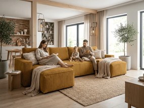 AKCIA Horčicová sedacia súprava do U SMART COSARO 295x140 cm II. akosť