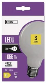 EMOS LED žiarovka Filament E27, G95, 7,8 W, denná biela